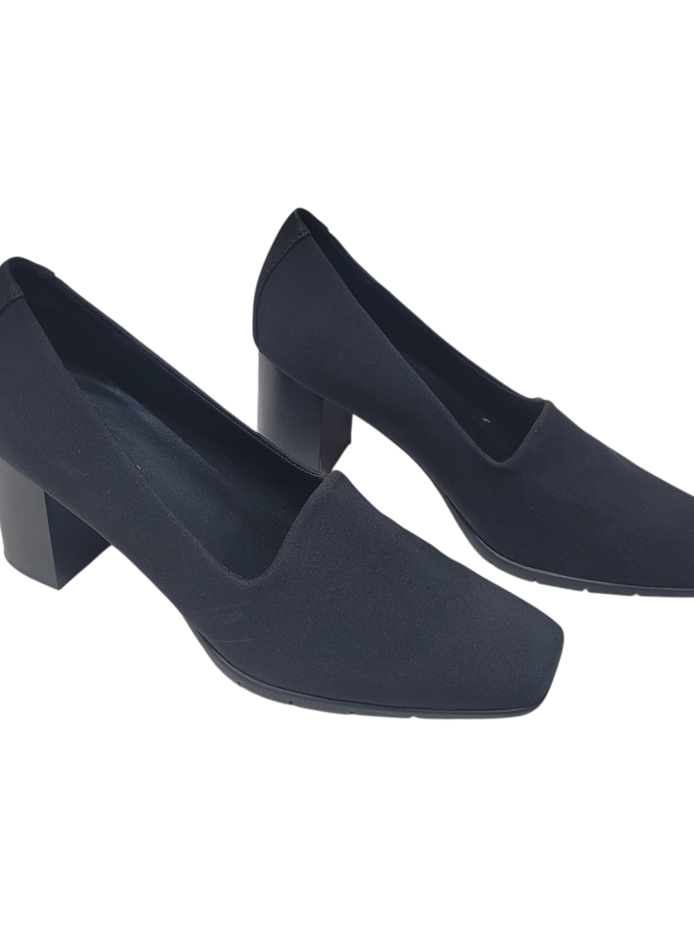 Aerosoles Comfort Shoe Midnight Pump Black Block Heel 3" Square Toe Slip On 9.5